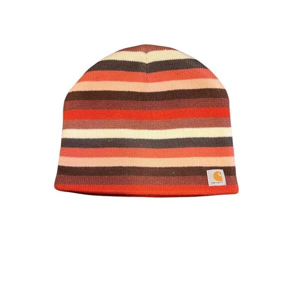 Carhartt red striped multicolor beanie cap hat - Picture 1 of 3